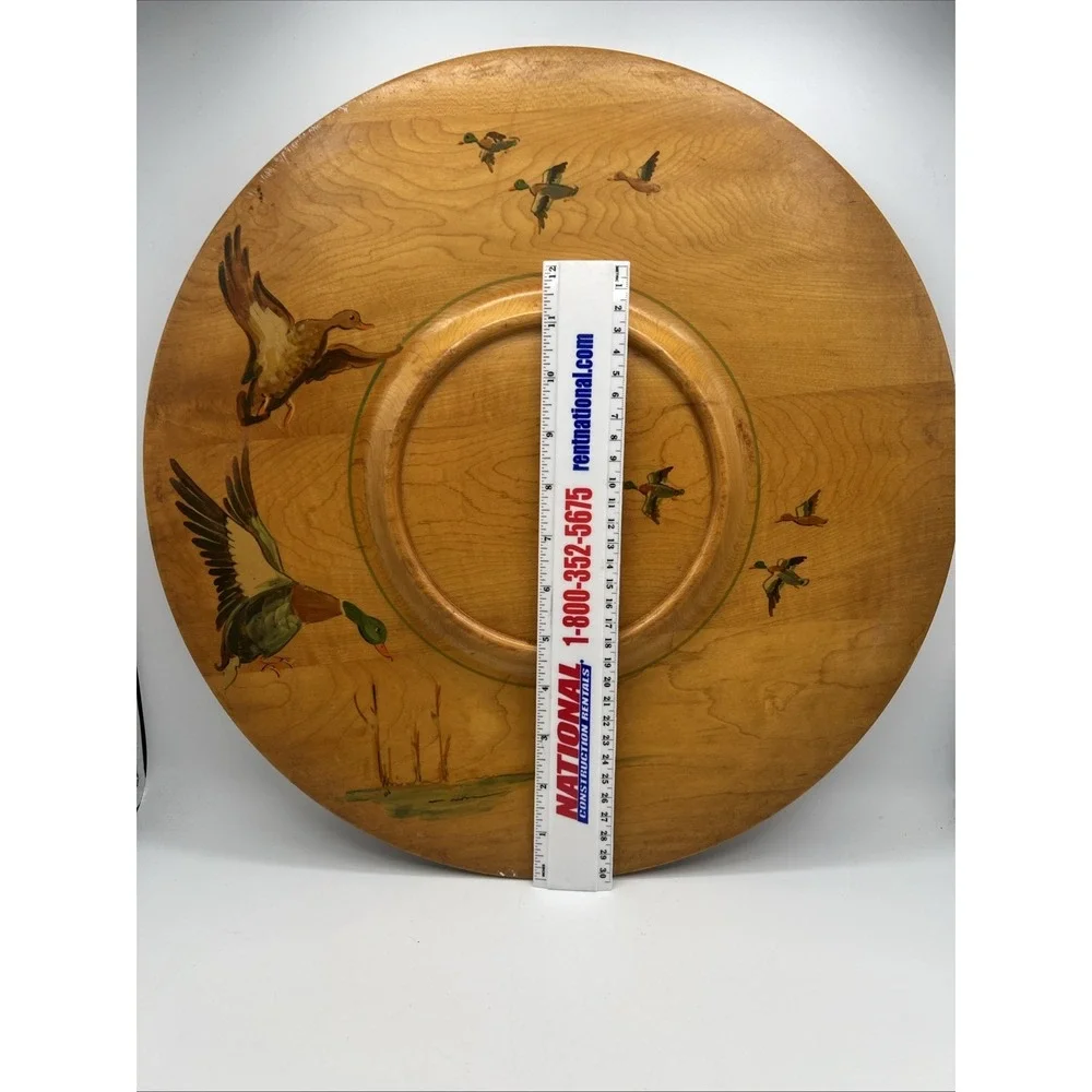G.H.Specialty Milwaukee Maple Lazy Susan Flying Mallard Ducks 15.5